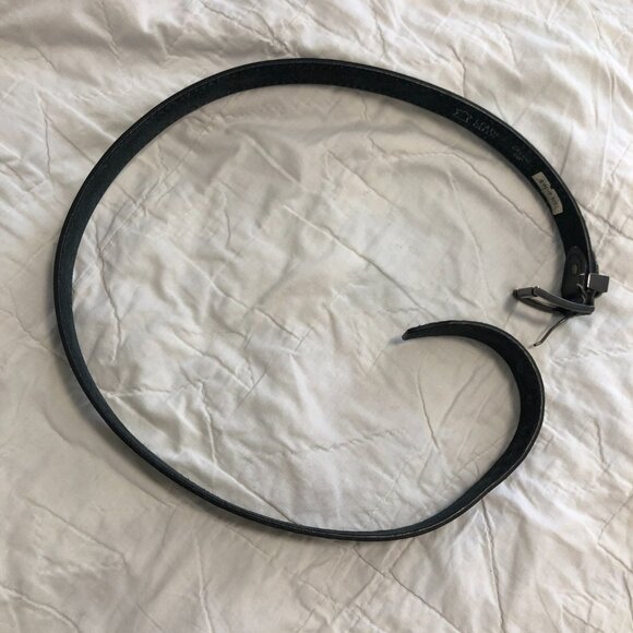 Black Genuine Leather Belt 46 in eagle details embossed - Picture 6 of 8